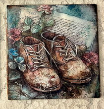 Load image into Gallery viewer, Drink coaster- Ceramic Tile- shoes- boots- Vintage Prints 4.25'x4.25"