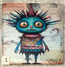 Load image into Gallery viewer, Drink coaster- Ceramic Tile-Lil Monsters 1-4- 4.25” x4.25” - Great Adirondack Yarn co.