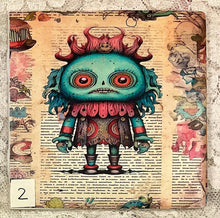 Load image into Gallery viewer, Drink coaster- Ceramic Tile-Lil Monsters 1-4- 4.25” x4.25” - Great Adirondack Yarn co.