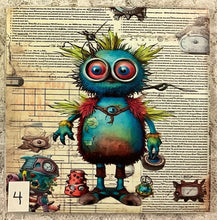 Load image into Gallery viewer, Drink coaster- Ceramic Tile-Lil Monsters 1-4- 4.25” x4.25” - Great Adirondack Yarn co.