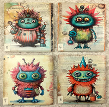 Load image into Gallery viewer, Drink coaster- Ceramic Tile-Lil Monsters 5-8- 4.25” x4.25” - Great Adirondack Yarn co.