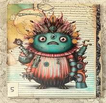 Load image into Gallery viewer, Drink coaster- Ceramic Tile-Lil Monsters 5-8- 4.25” x4.25” - Great Adirondack Yarn co.