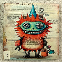 Load image into Gallery viewer, Drink coaster- Ceramic Tile-Lil Monsters 5-8- 4.25” x4.25” - Great Adirondack Yarn co.