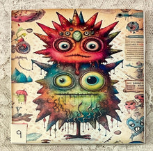 Load image into Gallery viewer, Drink coaster- Ceramic Tile- Lil Monsters 9-12- 4.25” x4.25” - Great Adirondack Yarn co.