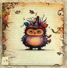 Load image into Gallery viewer, Drink coaster- Ceramic Tile -Lil Monsters 13-16- 4.25” x4.25” - Great Adirondack Yarn co.