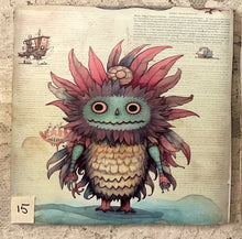 Load image into Gallery viewer, Drink coaster- Ceramic Tile -Lil Monsters 13-16- 4.25” x4.25” - Great Adirondack Yarn co.