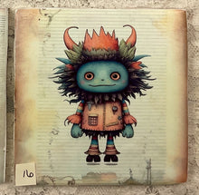 Load image into Gallery viewer, Drink coaster- Ceramic Tile -Lil Monsters 13-16- 4.25” x4.25” - Great Adirondack Yarn co.