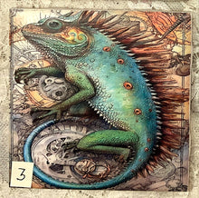 Load image into Gallery viewer, Drink coaster- Ceramic Tile-Steampunk Chameleons -1-4- 4.25” x4.25” - Great Adirondack Yarn co.