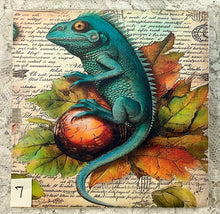 Load image into Gallery viewer, Drink coaster- Ceramic Tile-Steampunk Chameleons - 5-8- 4.25” x4.25” - Great Adirondack Yarn co.