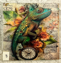 Load image into Gallery viewer, Drink coaster- Ceramic Tile-Steampunk Chameleons - 5-8- 4.25” x4.25” - Great Adirondack Yarn co.