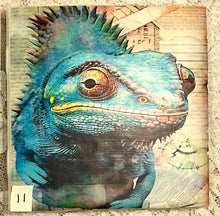 Load image into Gallery viewer, Drink coaster- Ceramic Tile- decoupaged-Steampunk Chameleons 9-14-4.25” x4.25” coasters  - Great Adirondack Yarn co.