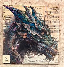 Load image into Gallery viewer, Drink Coaster- Ceramic Tile-4.25” x4.25”  Dragons-1 thru 5-Great Adirondack Yarn co.