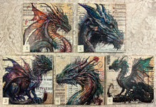 Load image into Gallery viewer, Drink Coaster- Ceramic Tile-4.25” x4.25”  Dragons-1 thru 5-Great Adirondack Yarn co.