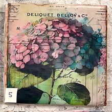 Load image into Gallery viewer, Drink coaster- Ceramic Tile-Hydrangeas  4.25” x4.25”  Great Adirondack Yarn co.