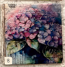 Load image into Gallery viewer, Drink coaster- Ceramic Tile-Hydrangeas  4.25” x4.25”  Great Adirondack Yarn co.