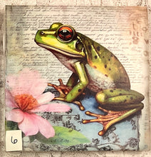 Load image into Gallery viewer, Drink coaster- Ceramic Tile Frogs -5 thru 8-  4.25” x4.25”  Great Adirondack Yarn co.