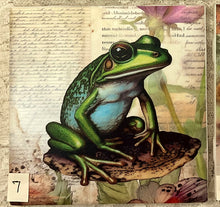 Load image into Gallery viewer, Drink coaster- Ceramic Tile Frogs -5 thru 8-  4.25” x4.25”  Great Adirondack Yarn co.