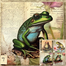 Load image into Gallery viewer, Drink coaster- Ceramic Tile Frogs -5 thru 8-  4.25” x4.25”  Great Adirondack Yarn co.