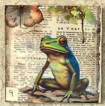 Load image into Gallery viewer, Drink coaster- Ceramic Tile- Frogs -9 thru 12-4.25” x4.25”  Great Adirondack Yarn co.