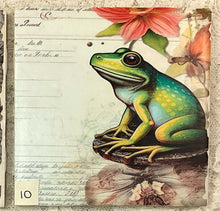 Load image into Gallery viewer, Drink coaster- Ceramic Tile- Frogs -9 thru 12-4.25” x4.25”  Great Adirondack Yarn co.
