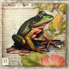 Load image into Gallery viewer, Drink coaster- Ceramic Tile- Frogs -9 thru 12-4.25” x4.25”  Great Adirondack Yarn co.