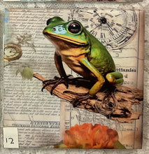 Load image into Gallery viewer, Drink coaster- Ceramic Tile- Frogs -9 thru 12-4.25” x4.25”  Great Adirondack Yarn co.