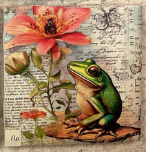 Load image into Gallery viewer, Drink coaster- Ceramic Tile- Frogs -13 thru 16-4.25” x4.25”  Great Adirondack Yarn co.