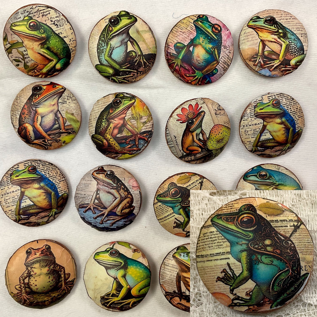 1.08” Leather Buttons -Frogs- assorted -Handcrafted- Great Adirondack Yarn