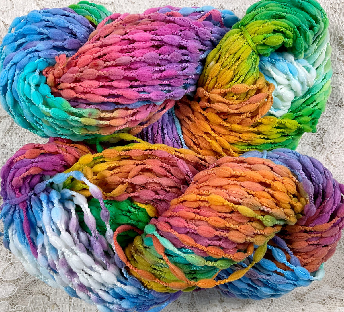 Novelty Bubble Textured Yarn 95 yds Hand Dyed FiestaGarden PartyG