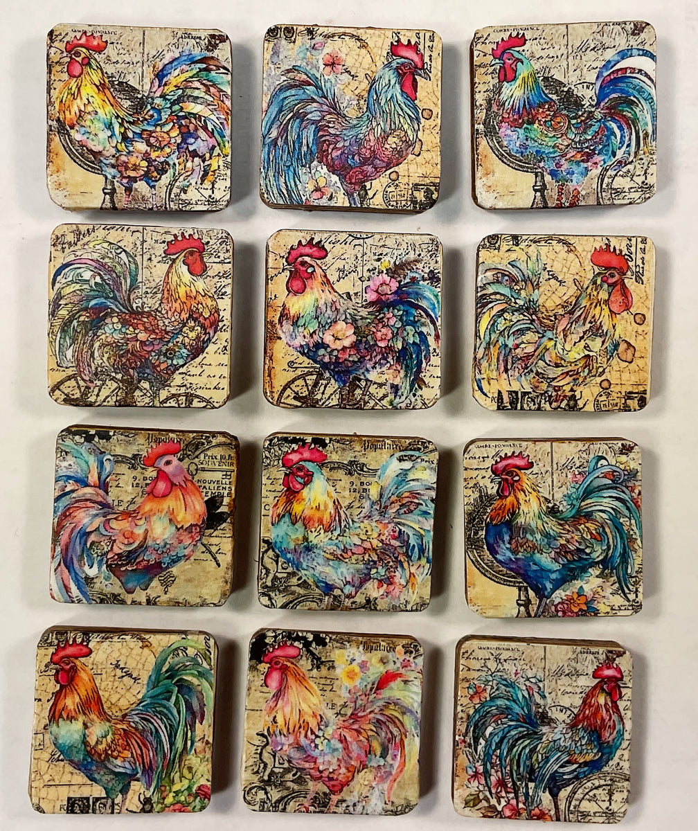 1” ButtonRoosters wood Handcrafted Great Adirondack YarnCloseout