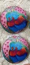 Load image into Gallery viewer, 1.08” Leather Buttons -Owls-Lovebirds -Handcrafted- Great Adirondack Yarn