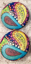 Load image into Gallery viewer, 1.18” Leather Buttons -Rainbow Paisley - assorted -Handcrafted- Great Adirondack Yarn