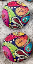 Load image into Gallery viewer, 1.18” Leather Buttons -Rainbow Paisley - assorted -Handcrafted- Great Adirondack Yarn