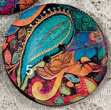 Load image into Gallery viewer, 1.25” Coconut Button -Bright Paisleys- 8 assorted styles-Great Adirondack-New
