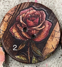 Load image into Gallery viewer, 1.25” Button Vibrant Roses-1 thru 8 -Coconut-Great Adirondack-New