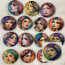 Load image into Gallery viewer, 1.18” Leather Buttons -Womens Faces- assorted -Bohemian- Great Adirondack Yarn