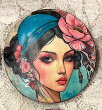 Load image into Gallery viewer, 2” Pin -Brooch- Gypsy-Bohemian -women’s faces-assorted-Great Adirondack Yarn