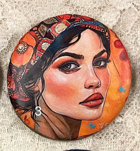 Load image into Gallery viewer, 2” Pin -Brooch- Gypsy-Bohemian -women’s faces-assorted-Great Adirondack Yarn