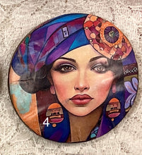 Load image into Gallery viewer, 2” Pin -Brooch- Gypsy-Bohemian -women’s faces-assorted-Great Adirondack Yarn