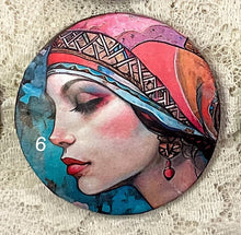 Load image into Gallery viewer, 2” Pin -Brooch- Gypsy-Bohemian -women’s faces-assorted-Great Adirondack Yarn