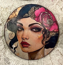 Load image into Gallery viewer, 2” Pin -Brooch- Gypsy-Bohemian -women’s faces-assorted-Great Adirondack Yarn