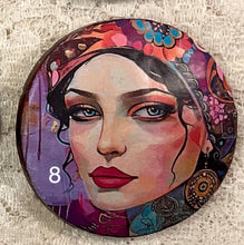 Load image into Gallery viewer, 2” Pin -Brooch- Gypsy-Bohemian -women’s faces-assorted-Great Adirondack Yarn