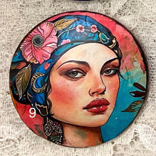 Load image into Gallery viewer, 2” Pin -Brooch- Gypsy-Bohemian -women’s faces-assorted-Great Adirondack Yarn