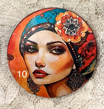 Load image into Gallery viewer, 2” Pin -Brooch- Gypsy-Bohemian -women’s faces-assorted-Great Adirondack Yarn