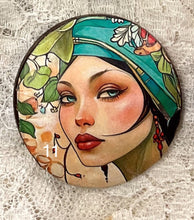 Load image into Gallery viewer, 2” Pin -Brooch- Gypsy-Bohemian -women’s faces-assorted-Great Adirondack Yarn