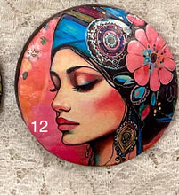 Load image into Gallery viewer, 2” Pin -Brooch- Gypsy-Bohemian -women’s faces-assorted-Great Adirondack Yarn