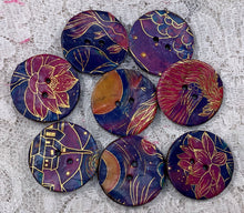 Load image into Gallery viewer, 1” Buttons- Van Gogh Patterns-gold foil- assorted colors-Handcrafted Great Adirondack Yarn