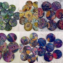 Load image into Gallery viewer, 1” Buttons- Van Gogh Patterns-gold foil- assorted colors-Handcrafted Great Adirondack Yarn