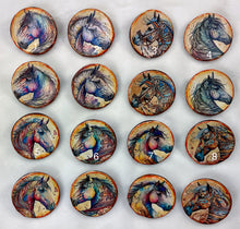 Load image into Gallery viewer, 1.18” Buttons- Colorful Horse Patterns Handcrafted Great Adirondack Yarn