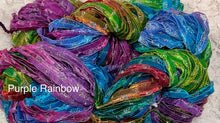 Load image into Gallery viewer, 1/4" Sparkle Ribbon 50 yds-Hand Dyed Colors Purple Rainbow-Niteshades-Pansy